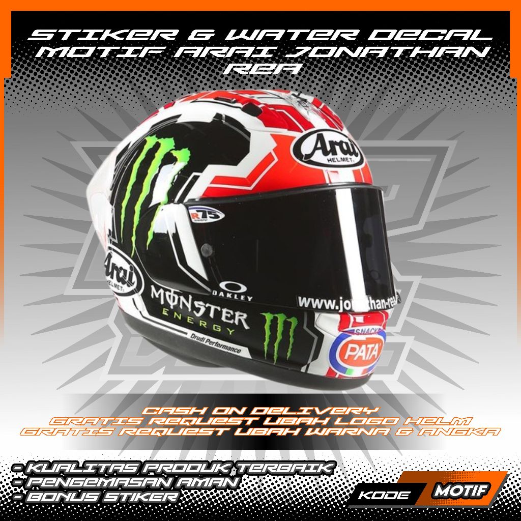 STIKER & WATER DECAL HELM MOTIF ARAI JONATHAN REA