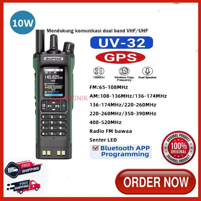 Ht Baofeng Uv-32 Uv32 Gps Bluetooth Radio Programing 6 band
