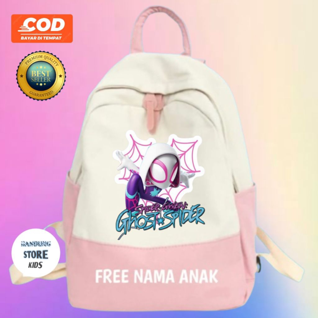 Tas Ransel Anak Sekolah Karakter Spidey Gwen GHOST SPIDER Free cetak nama