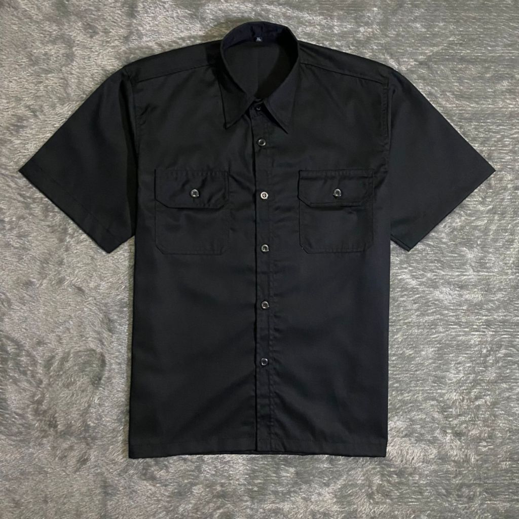 LTGGO/kemeja hitam polos workshirt kemeja kerja