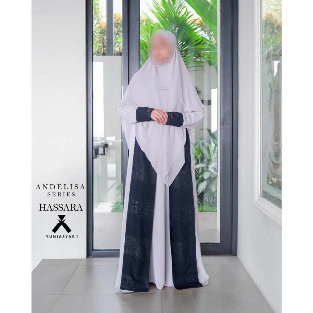 ANDELISA HASSARA DRESS SYARI SET BERGO PLUS OUTER YUNIA SYARI | DRESS MUSLIMAH | SET BAJU MUSLIM | G