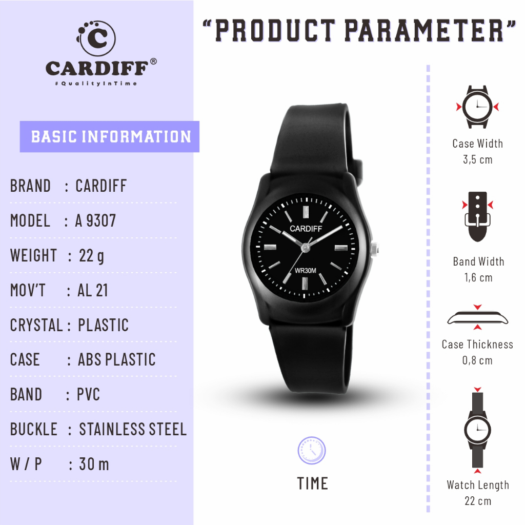 CARDIFF Jam Tangan Analog 9307 9308 (Tanggal & Tanpa Tanggal) Water Resistant | 3ATM