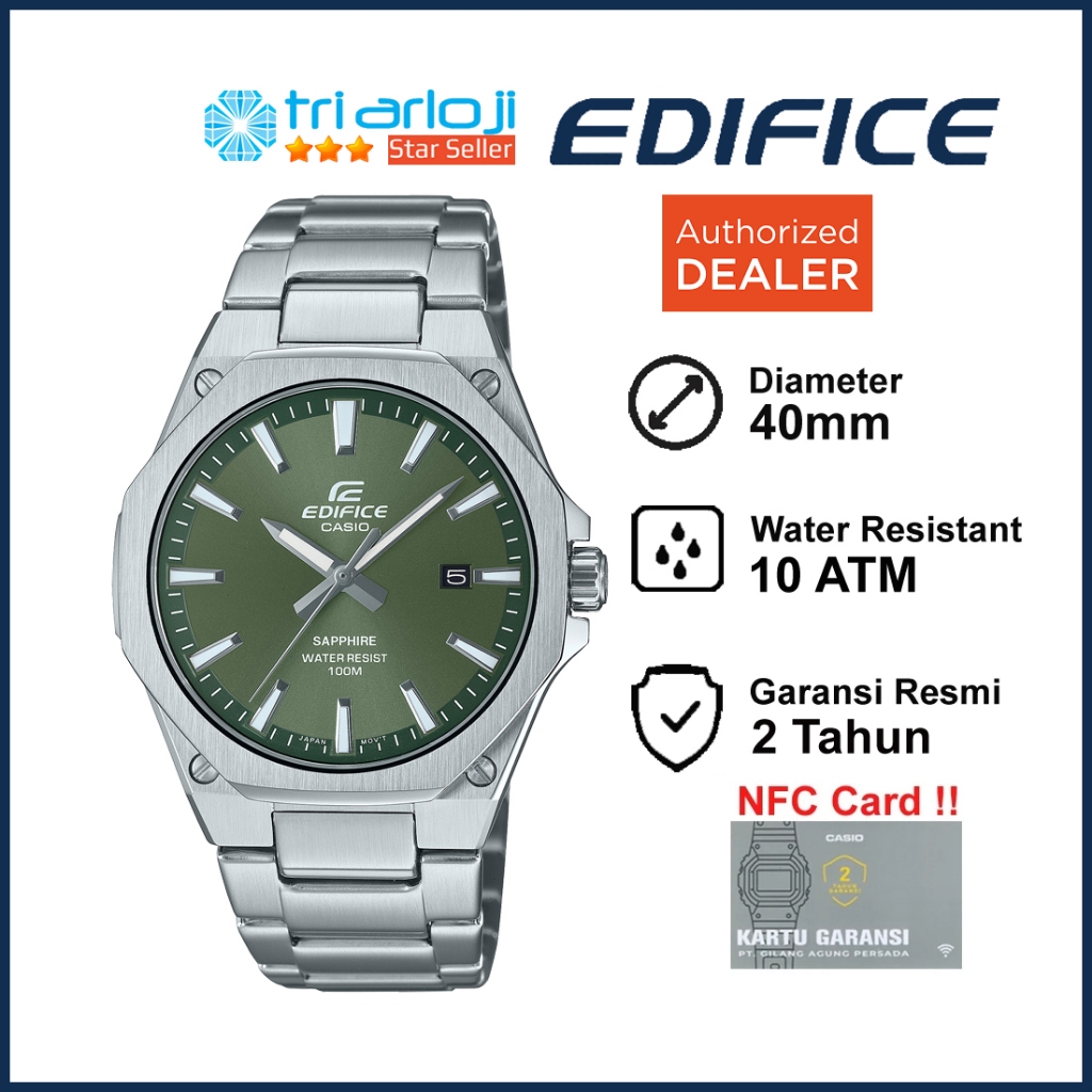 Casio EDIFICE EFR-S108D-3AVUDF Jam Tangan Pria Analog Sapphire Anti Gores EFRS108D EFR-S108D-3A EFR 