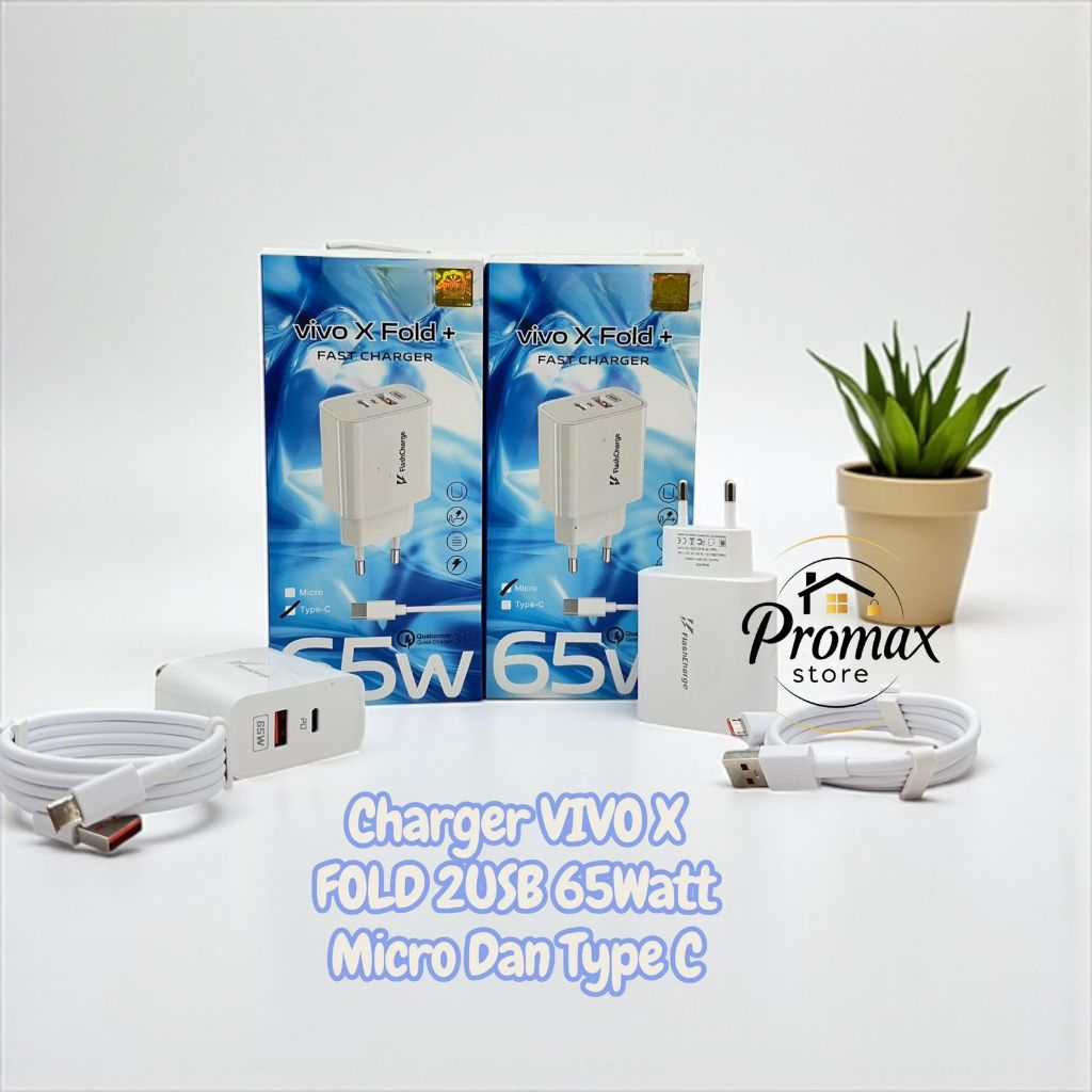 PM - Charger Vivo X Fold + 65w Micro Dan Type C Fast Charger | Casan Vivo 65watt