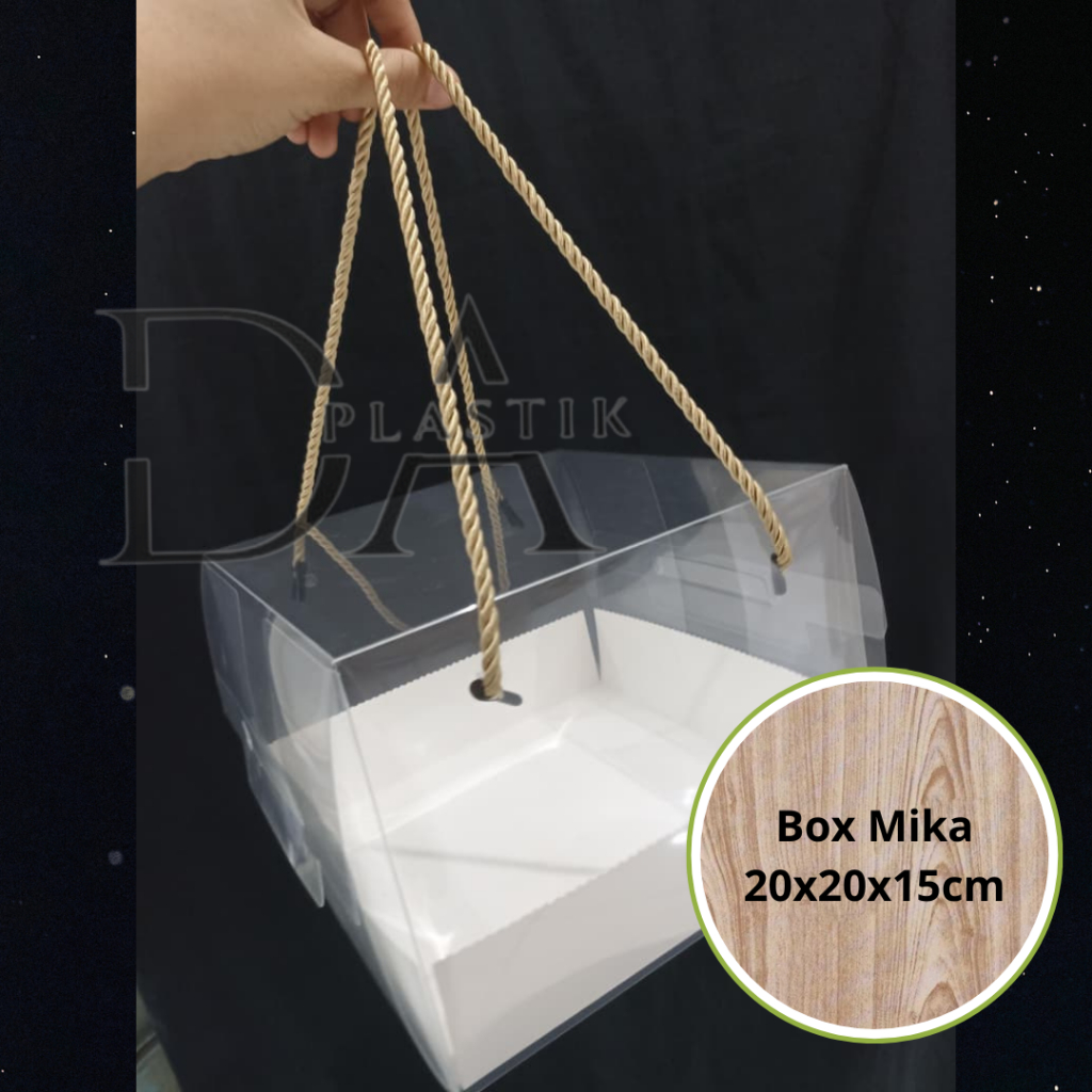 1Pcs Kotak Mika Premium Lebih Tebal Dengan Tali Kotak Hampers 20x20x15cm