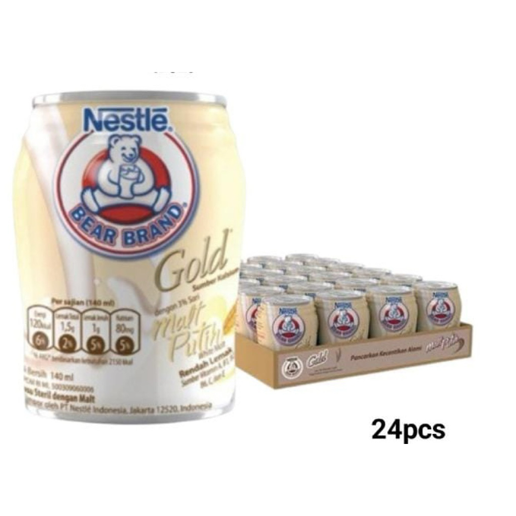 Bear Brand Susu beruang Gold Malt Putih 140 ml x 24 pcs HALAL(1 Dus)