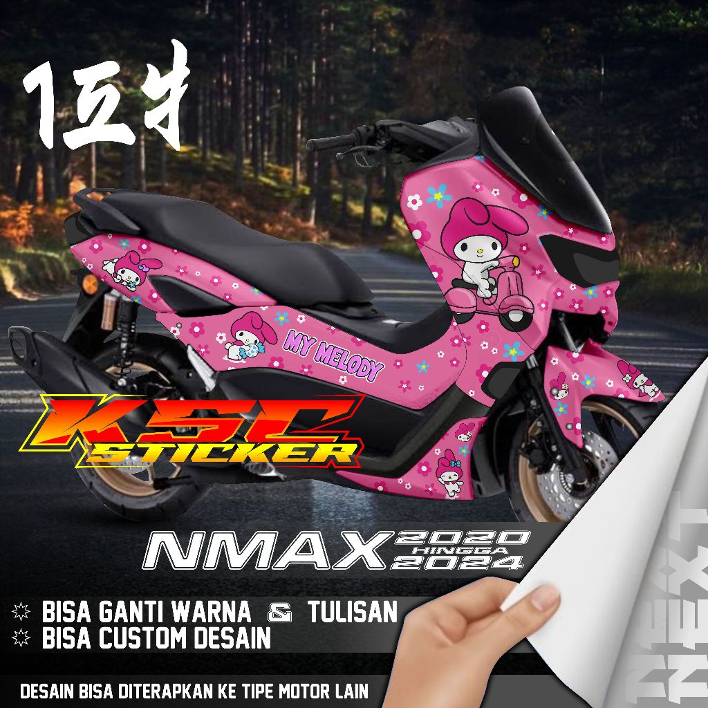 DECAL STIKER STICKER YAMAHA NMAX 2020 2021 2022 2023 2024 MY MELODY [KD157] STIKER NMAX SANRIO MY ME