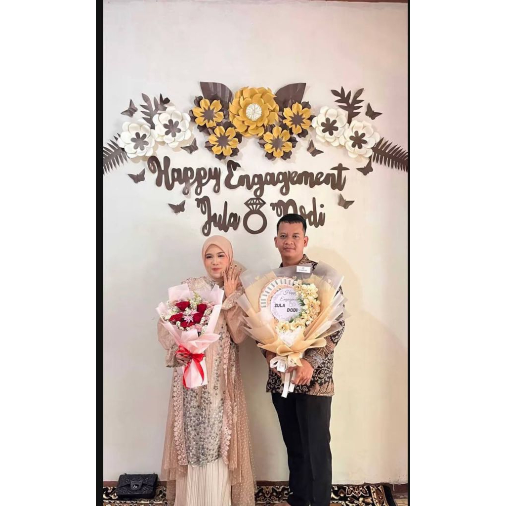 Miawmiaw_Id Paper Flower Dekorasi Bunga Kertas Backdrop Lamaran Dekorasi Tunangan Tukar Cincin