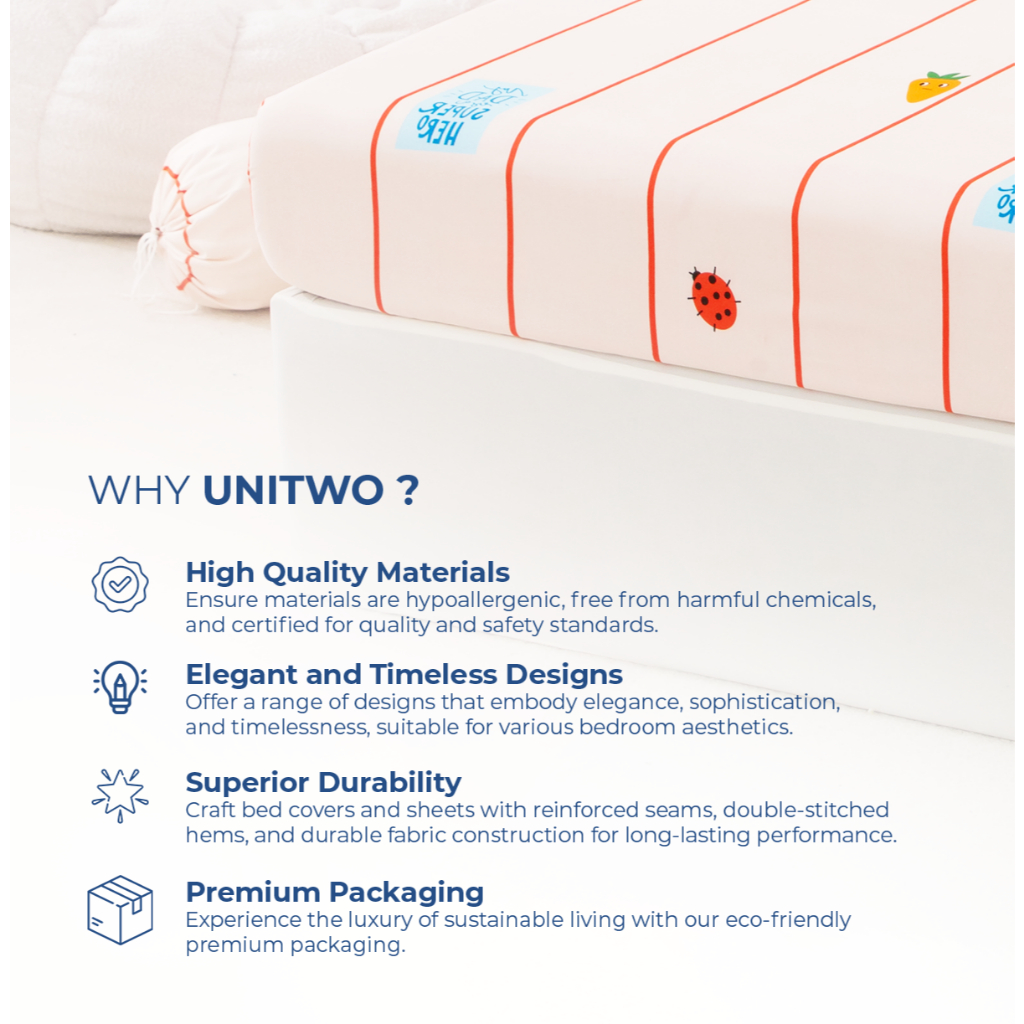 MURAH LEBAY UNITWO Premium Soft Touch [SEPREI SET ONLY] - Sprei Set Motif Premium Quality Dengan