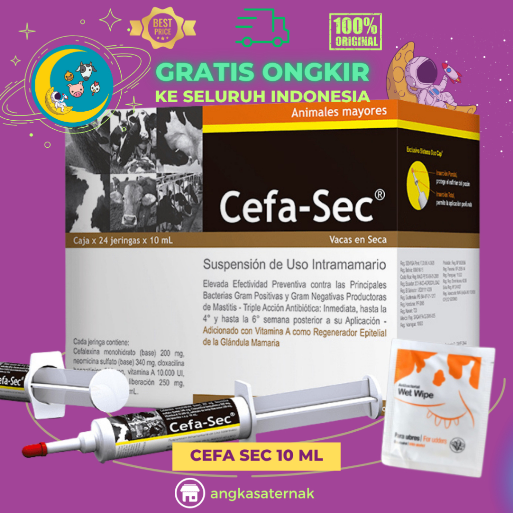 Cefa Sec 10 ml - Cefasec 10 ml Obat Mastitis Masa Kering Ampuh seperti Depolac Cloxa ben dry cow