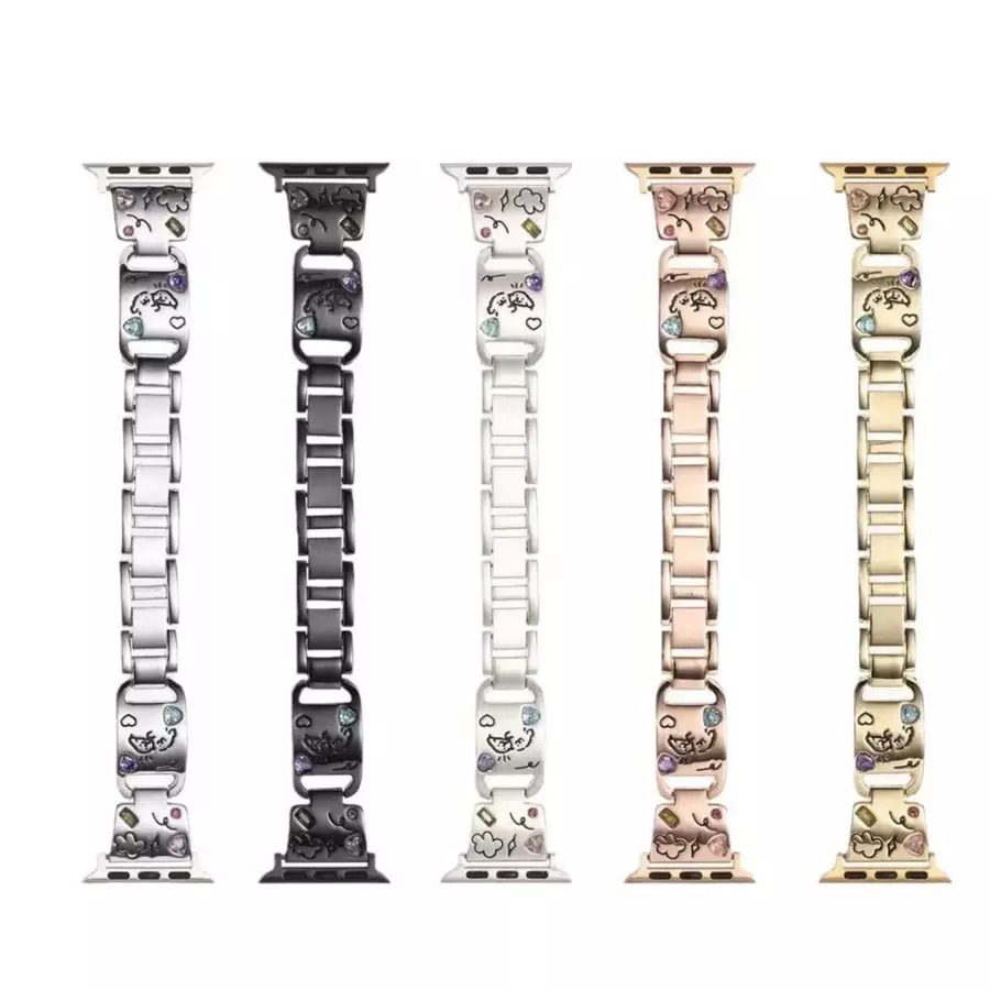 (BS) Strap Apple Watch Cute Dog Color Diamond Metal Chain Untuk Apple Watch Series 1 2 3 4 5 6 7 8 9