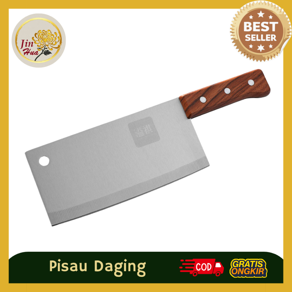 Pisau Daging Stainless Steel Gagang Kayu / Cleaver Knife / Pisau Daging Stainless Gagang Kayu