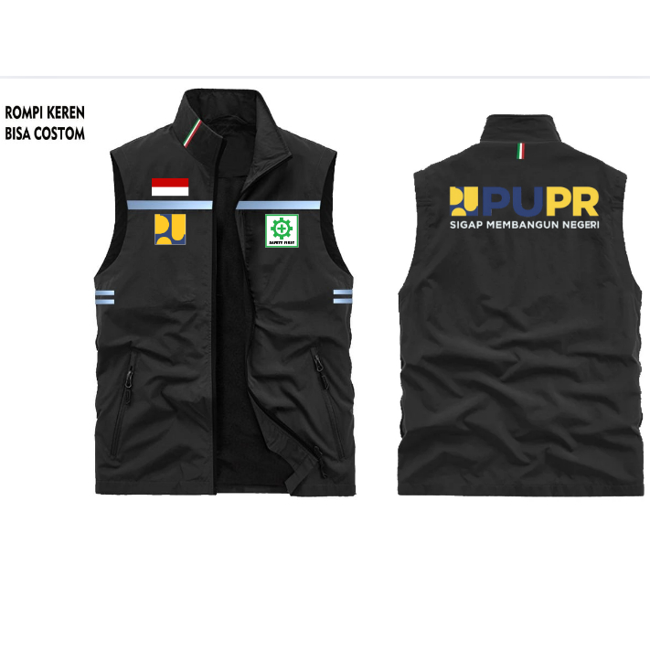 Rompi Dinas PUPR | Rompi Vest PUPR | Jaket Rompi Outdoor | Rompi Safety First | Rompi Vest Custom Lo