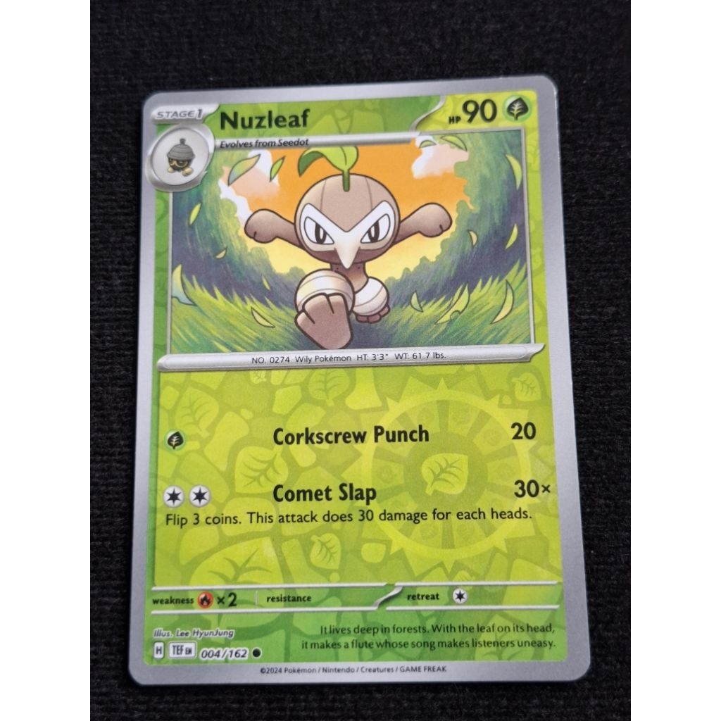 kartu poke.on original holo revese Nuzleaf TEF 004/162