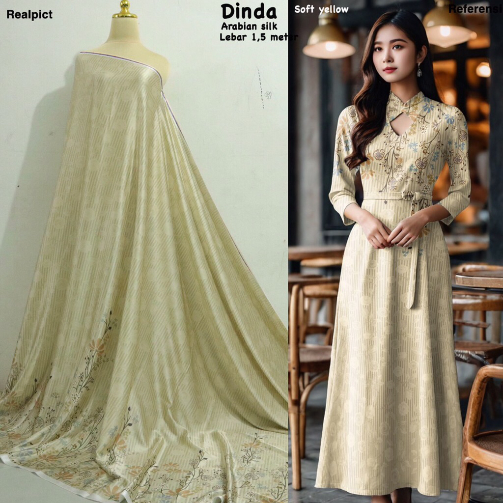 Kain arabian silk motif dinda // per setengah meter // banyak motif // kain gamis // kain meteran //