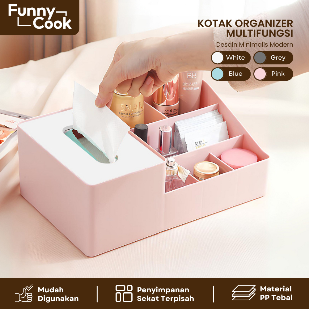 FUNNYCOOK Laci Meja Penyimpanan Aksesoris Tissu / Alat Tulis Rak Laci Aesthetic Multifungsi