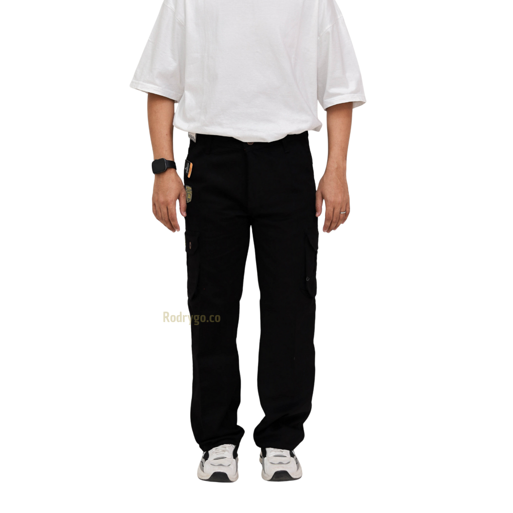 New Product Rodrygo - Celana Panjang Cargo Pria Dewasa Slim Fit Twill Kanvas Non Stretch High
