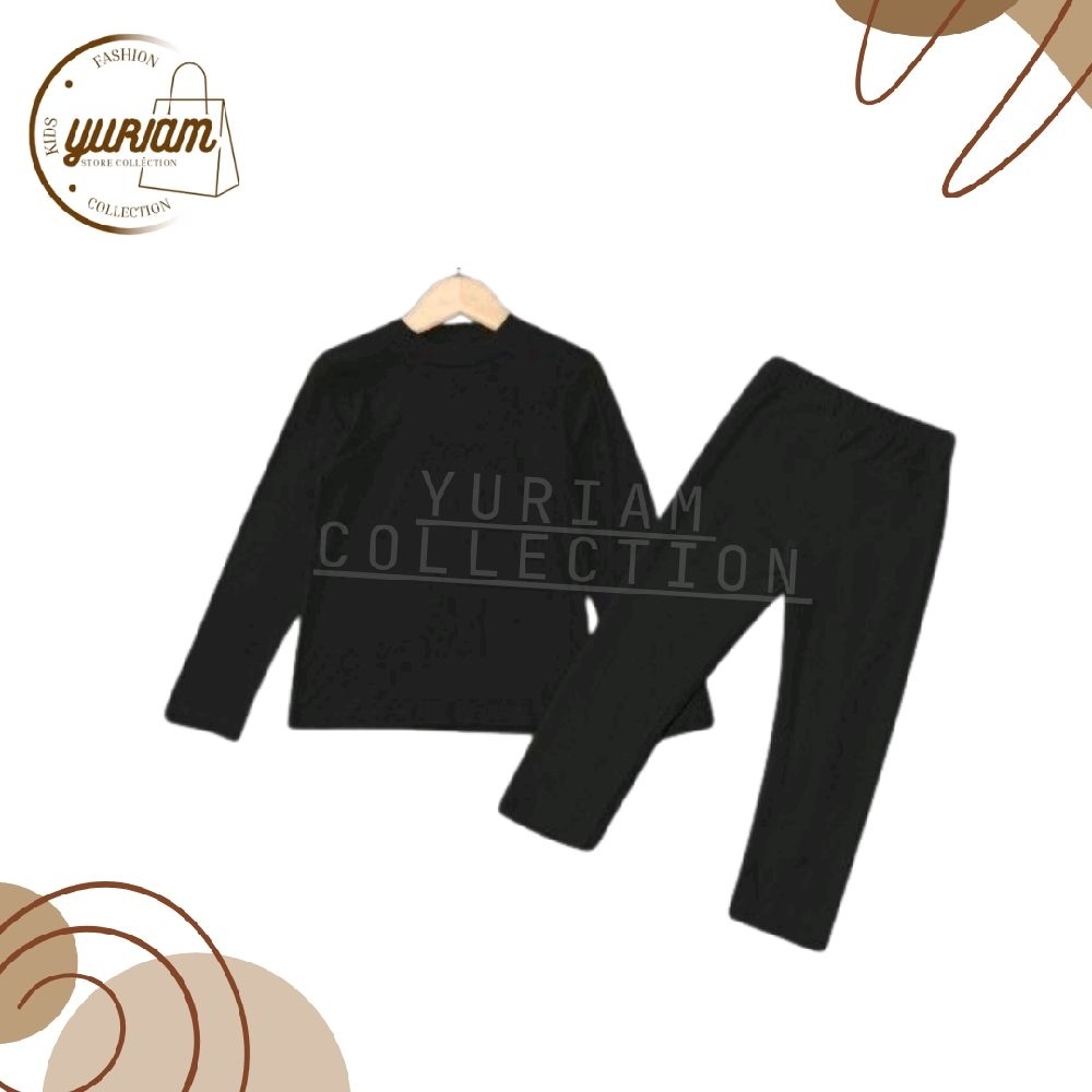 SetBaju Manset Legging Anak Perempuan usia 2-13 tahun Warna Hitam