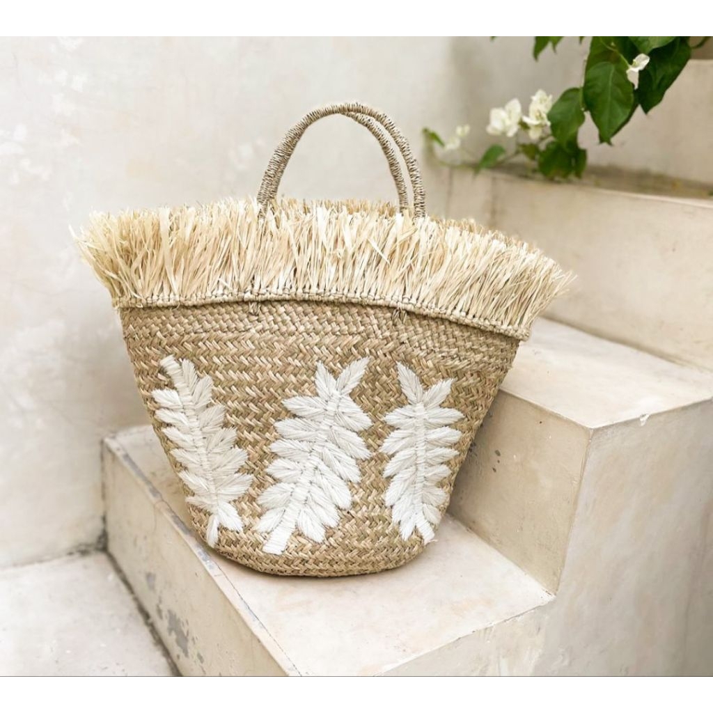 tas mendong basket straw bag tas pantai summer bag tas rotan tas fashion Tote bag cantik oleh oleh B