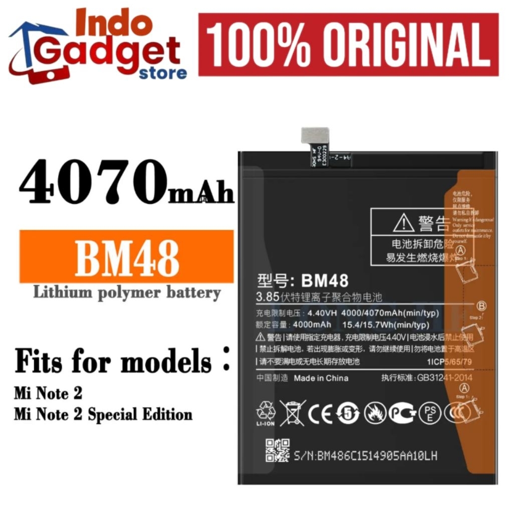 BATERAI BATRE BATREI BATTREY XIAOMI MI NOTE 2 BM48 ORIGINAL