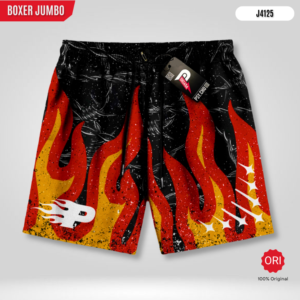 Celana pendek boxer jumbo| Pakaian dalam boxser kolor besar | Bokser pantai bahan katun - J4125