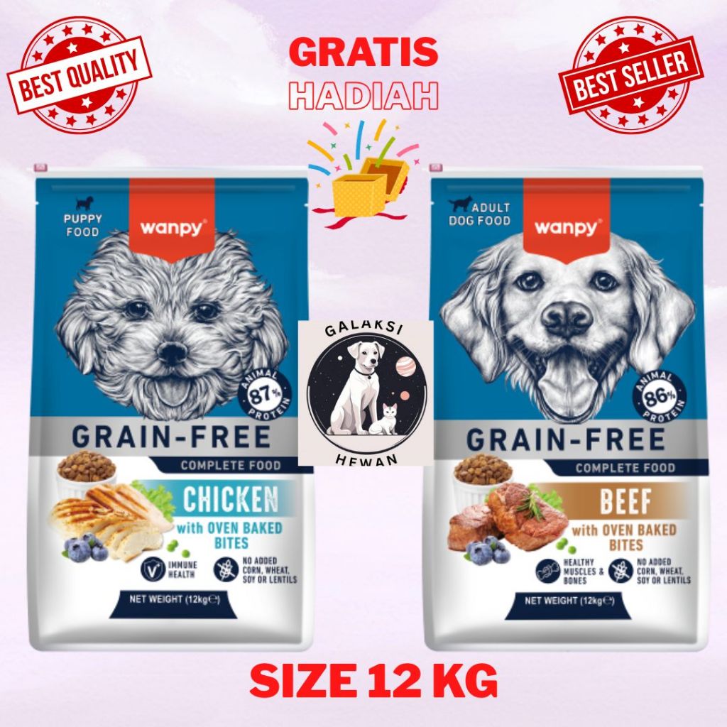 WANPY GRAIN-FREE DOG 12KG - MAKANAN ANJING