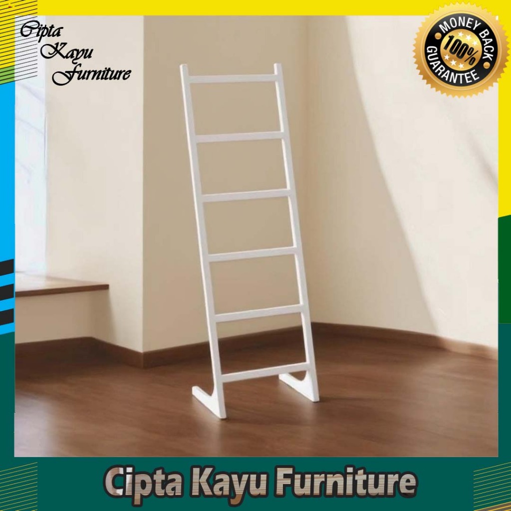 Gantungan Sajadah & Mukena Kayu Minimalis | Rak Gantung Kayu Serbaguna – Putih Hitam Coklat Natural 