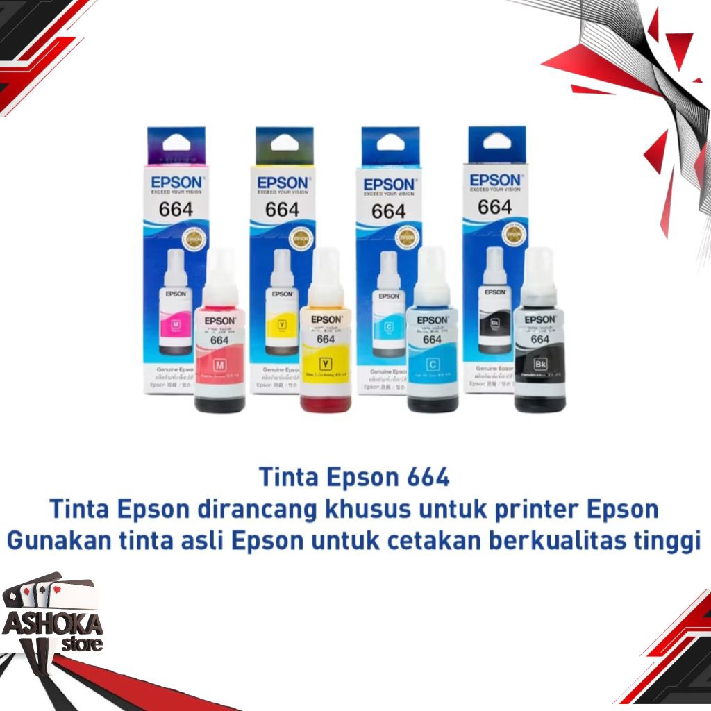 TINTA EPSON 664 T-664 HITAM KUNING MERAH BIRU ORIGINAL