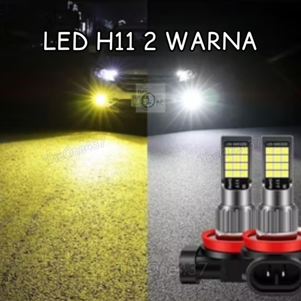 2PCS LAMPU KABUT MOBIL SUPER TERANG LED MOBIL PUTIH KUNING H8 H11 H16 - LAMPU LED FOGLAMP 2 WARNA - 