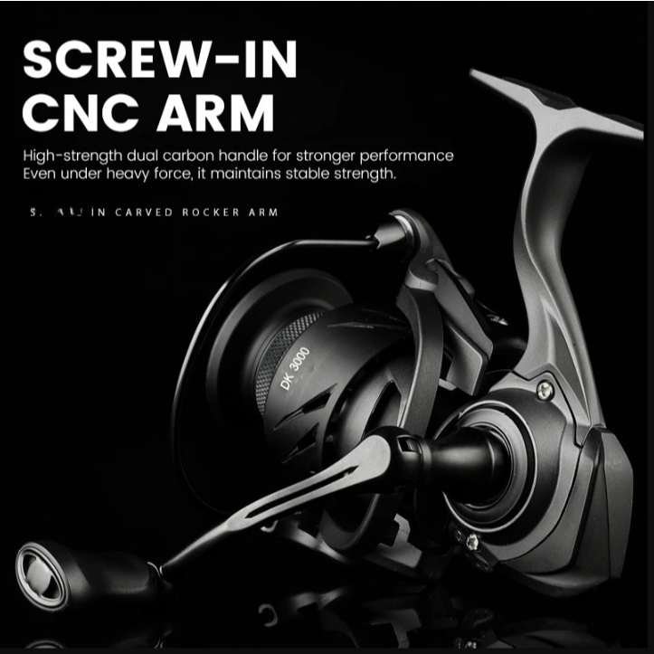 Reel Black Doff, Reel Spinning Full Black, Reel XSHARKS DK Series Power Handle 7+1 Ball Bearings, 10