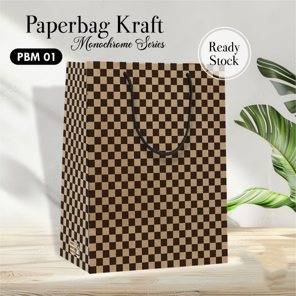 Paper Bag Motif Souvenir Pernikahan Ready Stock - Paperbag Motif Catur - Tas Kado Aesthetic (LUSIN)