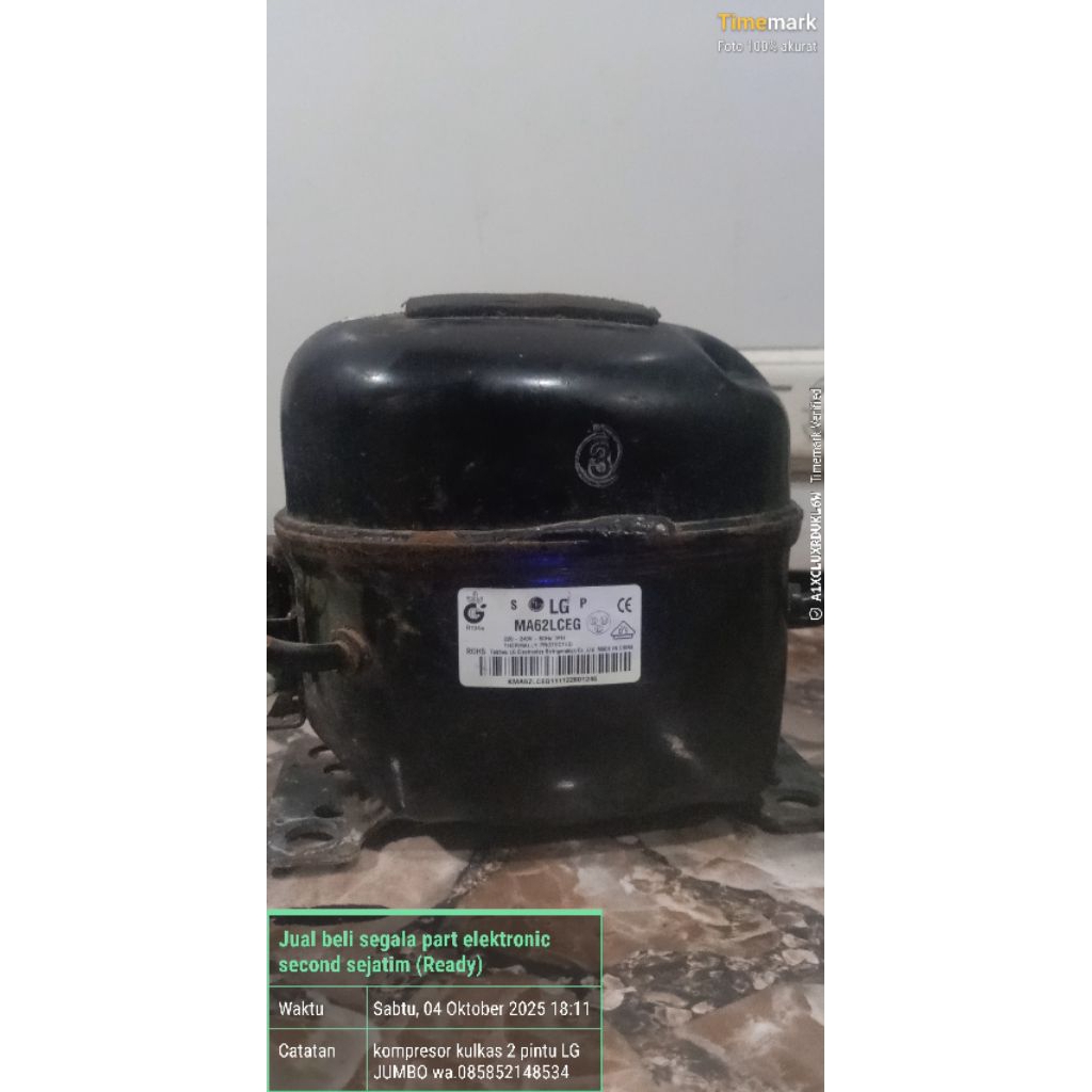 kompresor kulkas 2 pintu LG JUMBO MA62 dan NR62