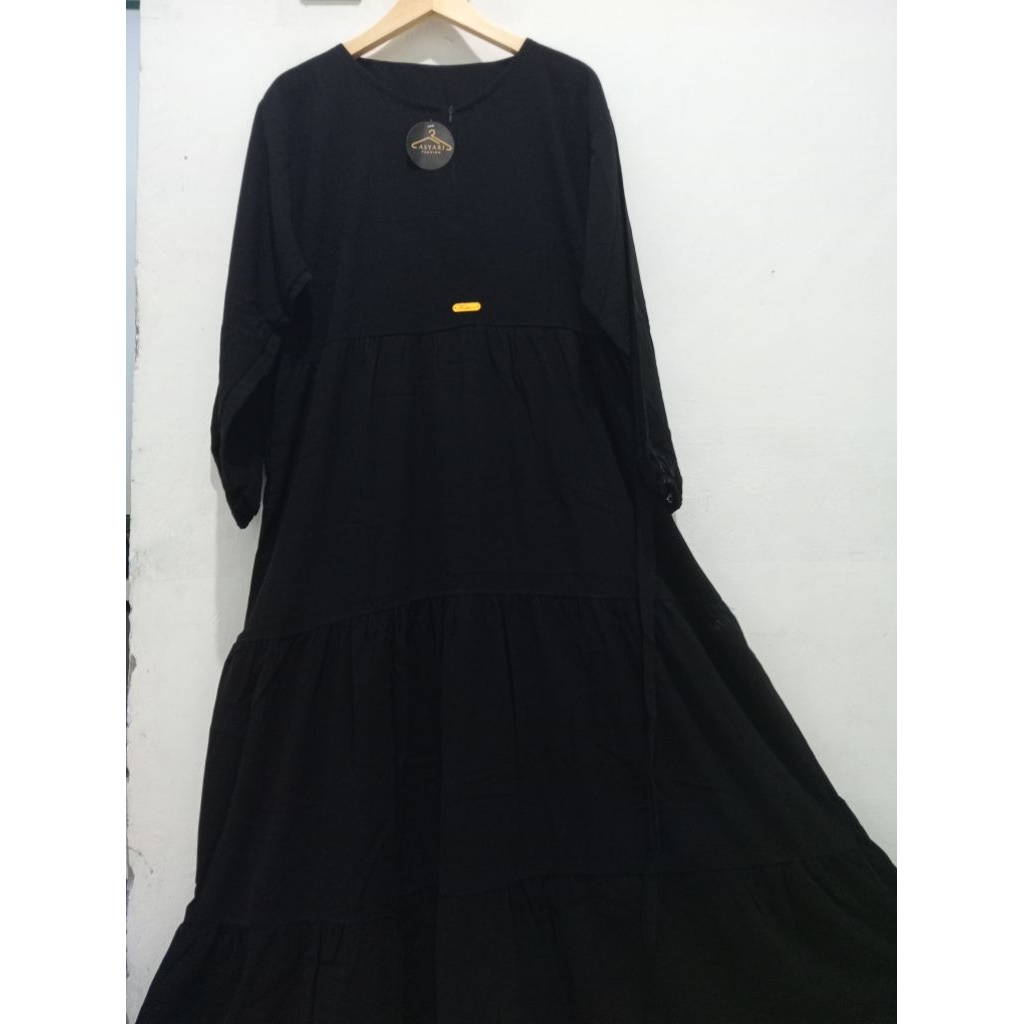 Gamis Hitam Jetblack Polos Premium