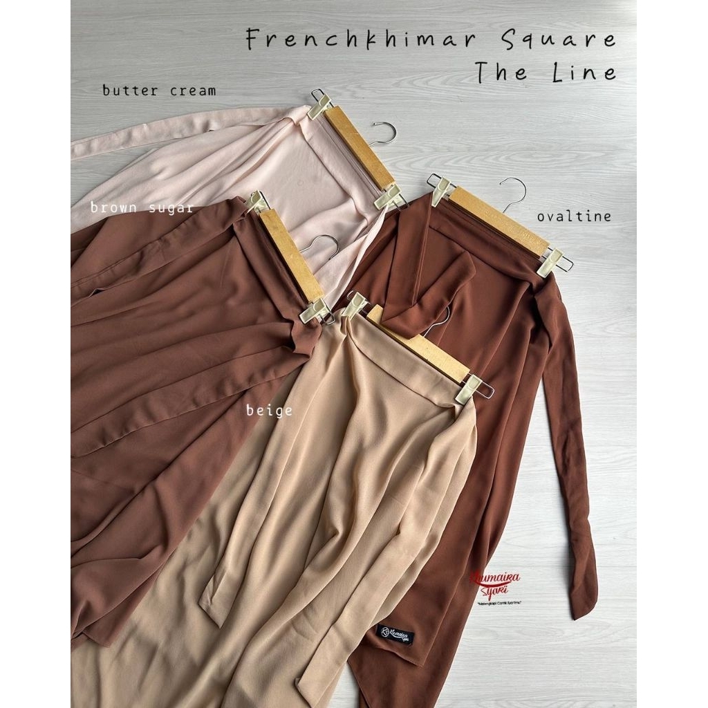 FRENCH KHIMAR SQUARE LINE BAHAN CERUTI FREE CADAR BY KHUMAIRA SYARI (BISA COD)