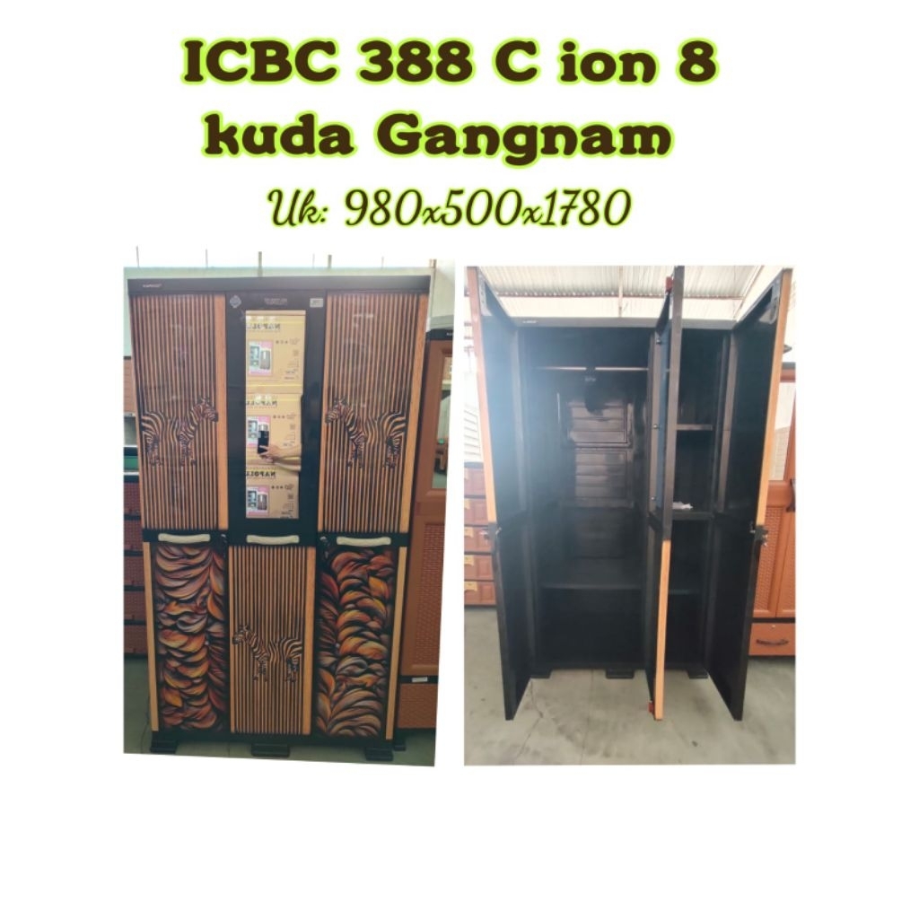 Lemari plastik 3pintu Napolly corak