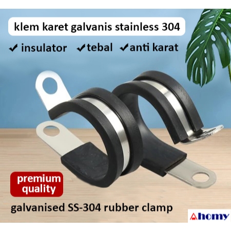 klem karet insulator galvanis stainless 304 galvanized rubber clamp pipa pipa kabel gantung GRC