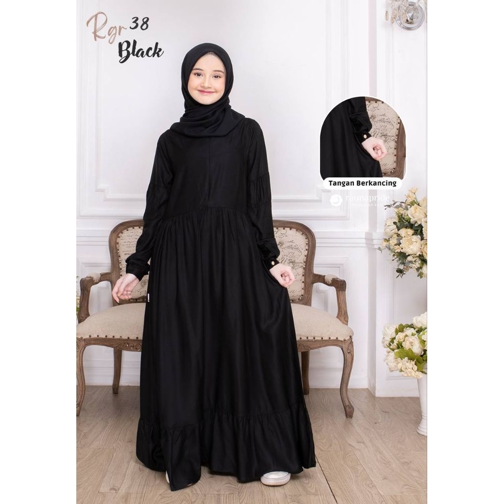 GAMIS REMAJA RAUNA TERBARU/RGR38/WHITE/BLACK BY:RAUNA