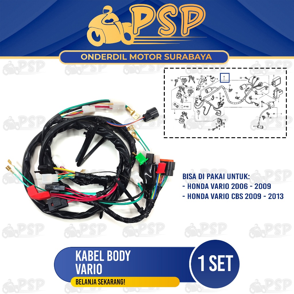 Kabel Body Vario 110 - Cable Tali Seling Harness Wire Bodi Utama Komplit Honda Vario Karbu
