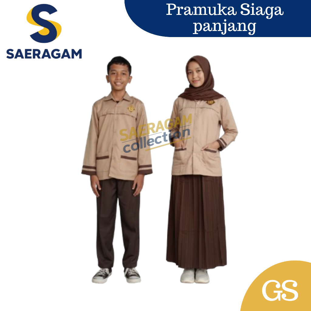 SAERAGAM Baju Pramuka Siaga SD Lengan Panjang – Seragam Sekolah Anak Laki-Laki & Perempuan
