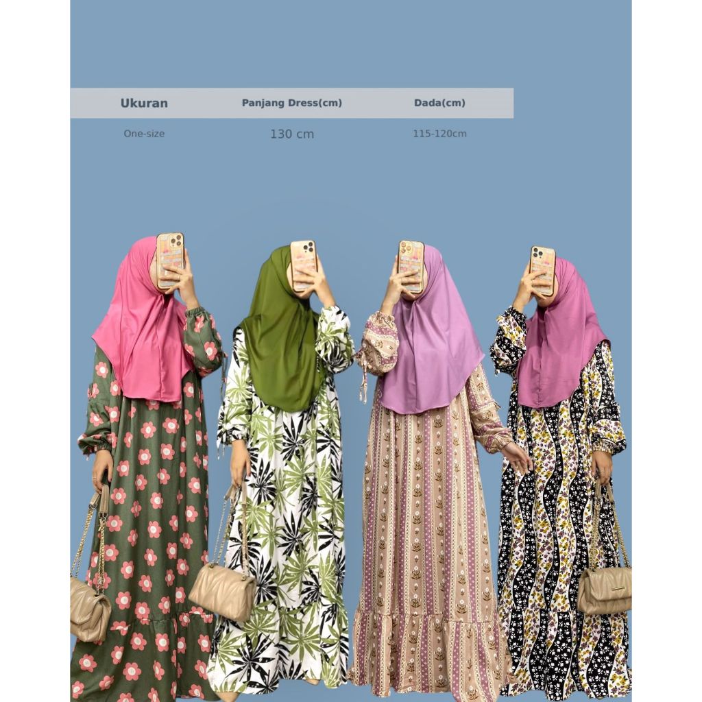 Gudang Pabrik Hijab Murah - Gamis Wanita | Set Gamis Hijab Syari Nokode Rayon - Daster Gamis - Baju 