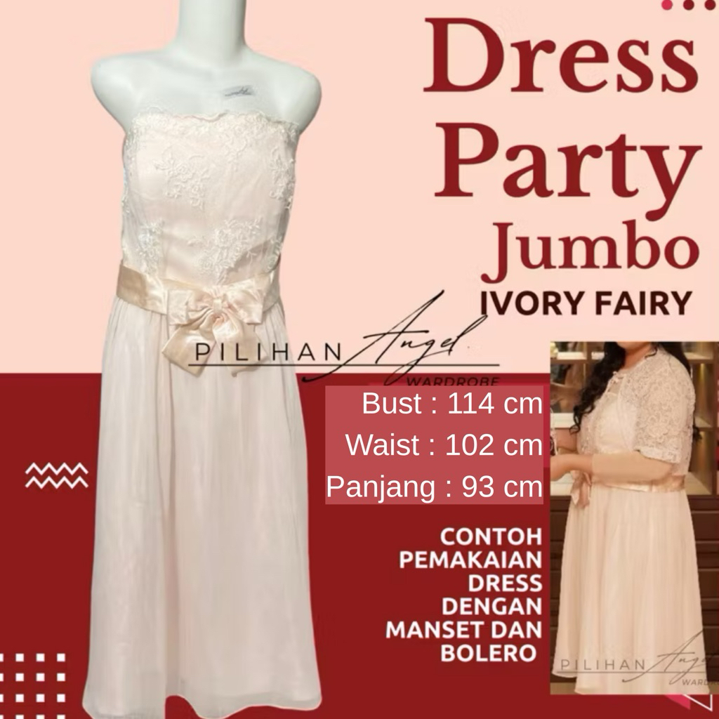 LIKE NEW - DRESS PARTY IVORY FAIRY - Big size - pink muda pita satin Midi Dress SIZE PLUS JUMBO XXXL