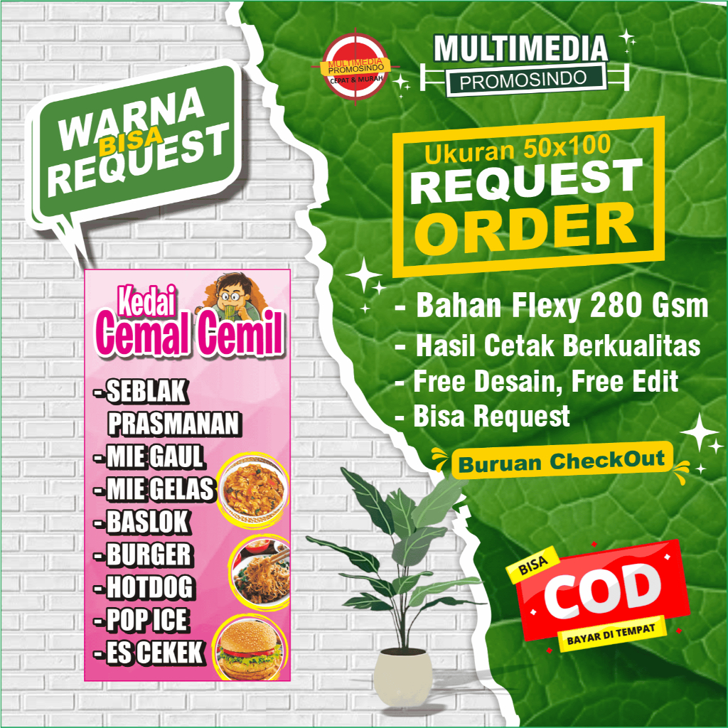 Spanduk Banner Kedai/ Banner Kedai Makan/ Free Desain/ Spanduk Kedai Makanan