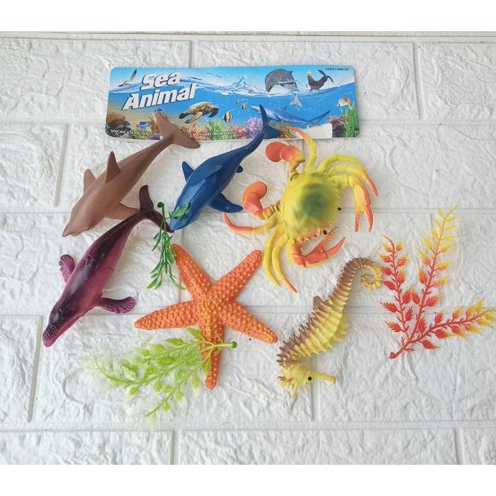 Binatang Laut Sea Animal Isi 6 pcs 062  / Mainan Animal Laut / Mainan Hiasan Aquarium / Mainan Anak 