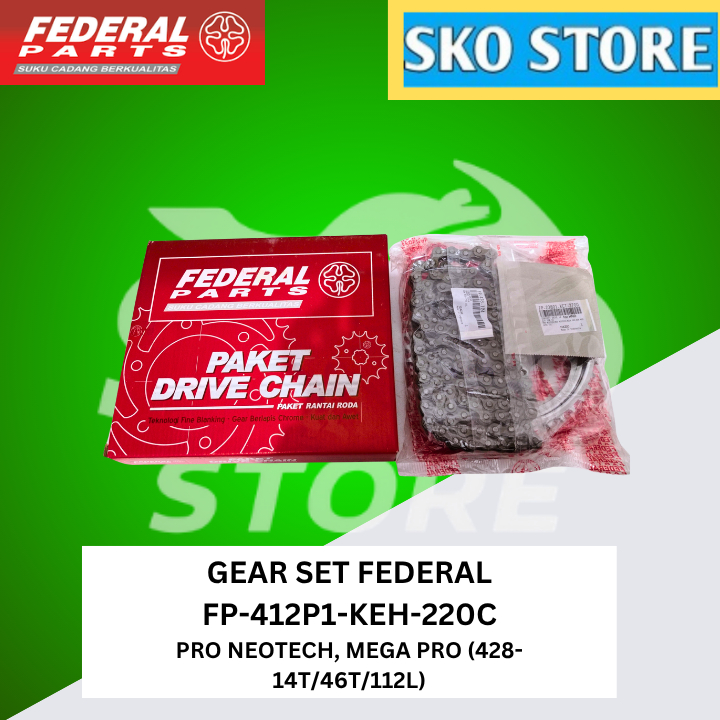 Gear Set FP-412P1-KEH-220C Federal  Paket Gir  PRO NEOTECH, MEGA PRO (428-14T/46T/112L)