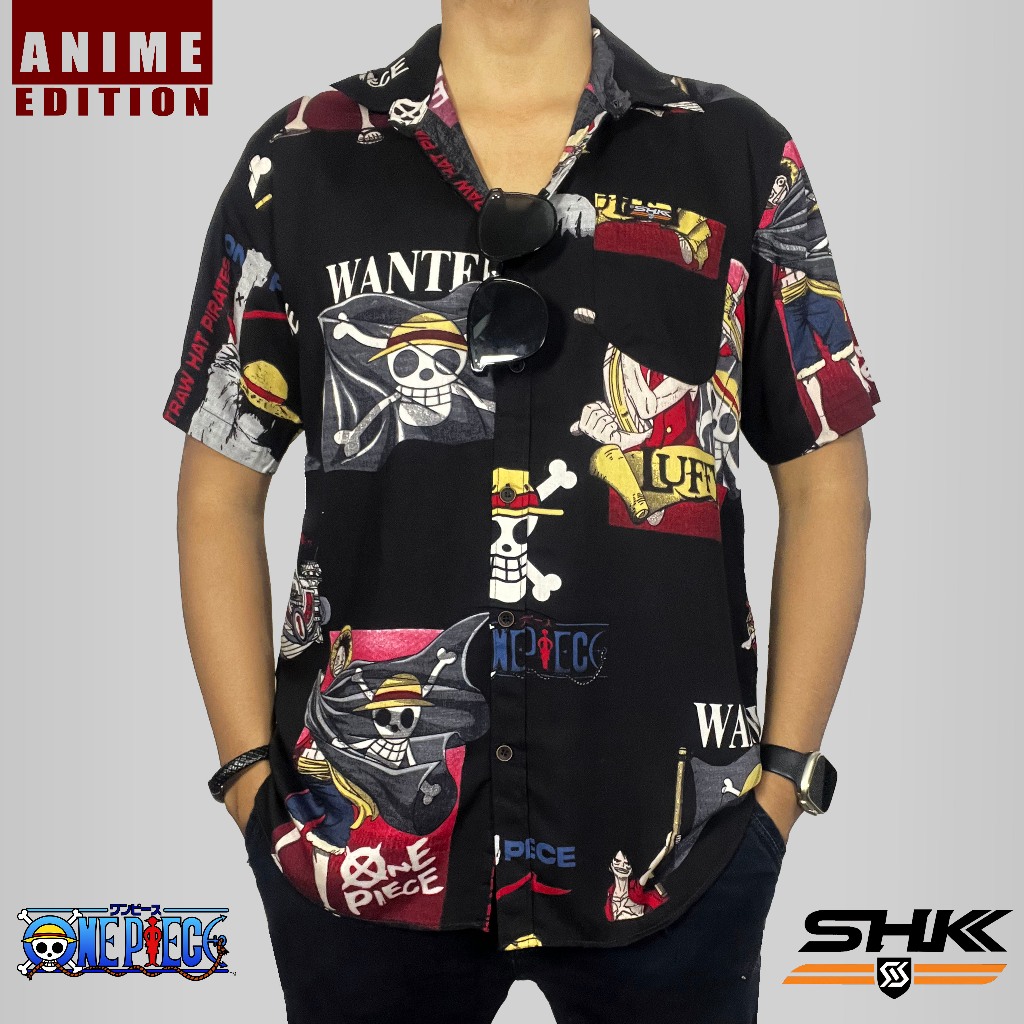 SHK Kemeja hawai vintage baju cowok cewek Amarillo ANIME LUFFY ONE PIECE