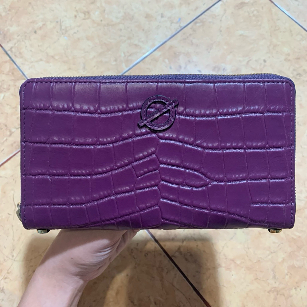 ROUNN Zip Long Wallet dompet kulit ungu (preloved)