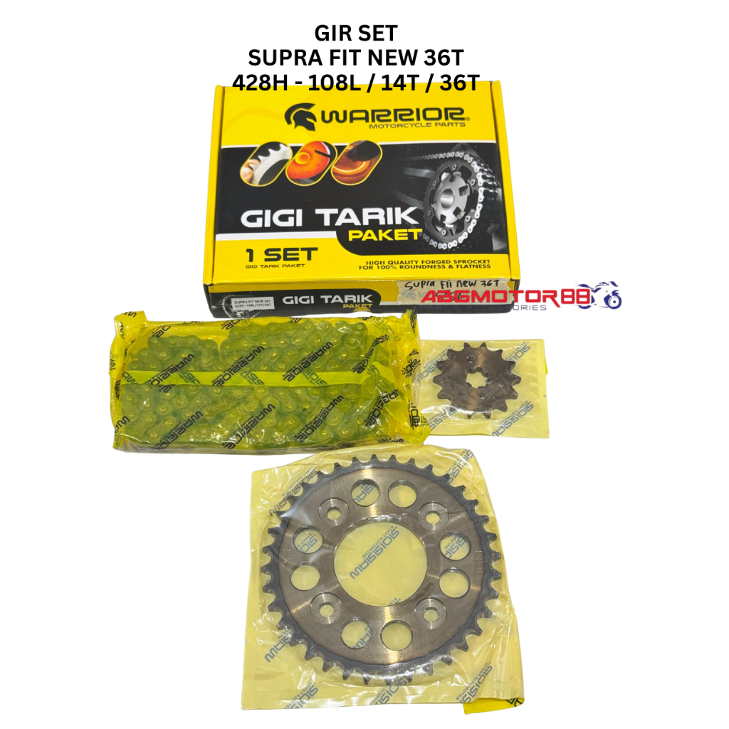 GIR GIGI PAKET SET RANTAI KOMPLIT CHAINKIT SUPRA FIT NEW 36T 428H - 108L / 14T / 36T MERK WARRIOR