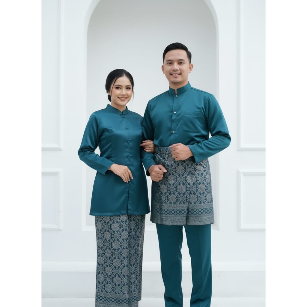 One Set Baju couple  Kurung Melayu Pria Teluk Belanga Premium Baju Adat Malaysia Riau Modern Baju Ko