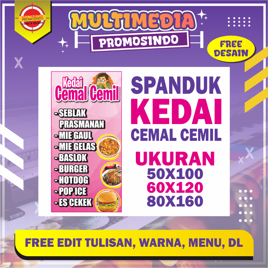 Spanduk Banner Kedai/ Banner Kedai Makan/ Free Desain/ Spanduk Kedai Makanan