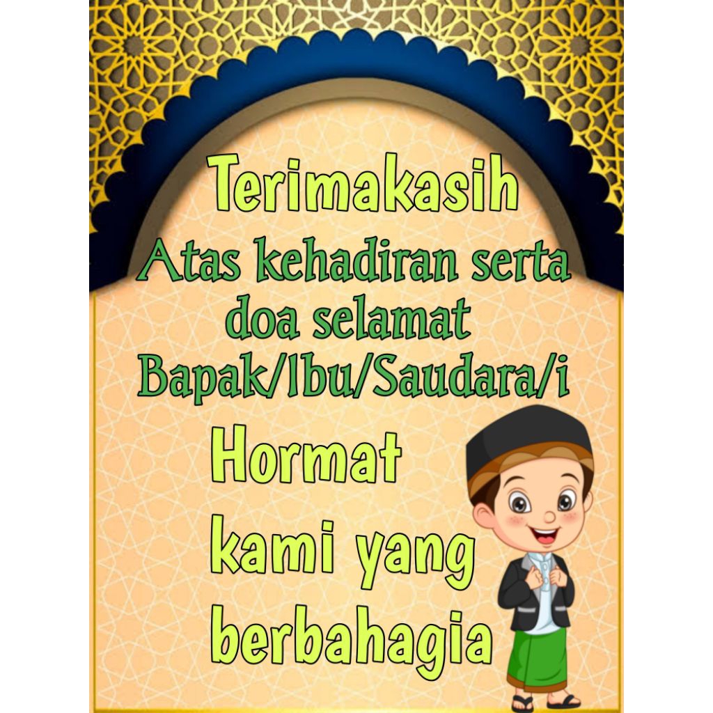 1 bungkus isi 100 lembar kartu ucapan terimakasih khitanan/Kartu souvernir khitanan